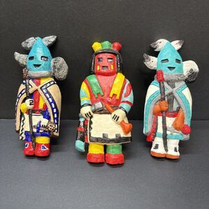 Vintage Native American HU Bean Dance Figurine LOT - Hand Painted - 5.75" Tall